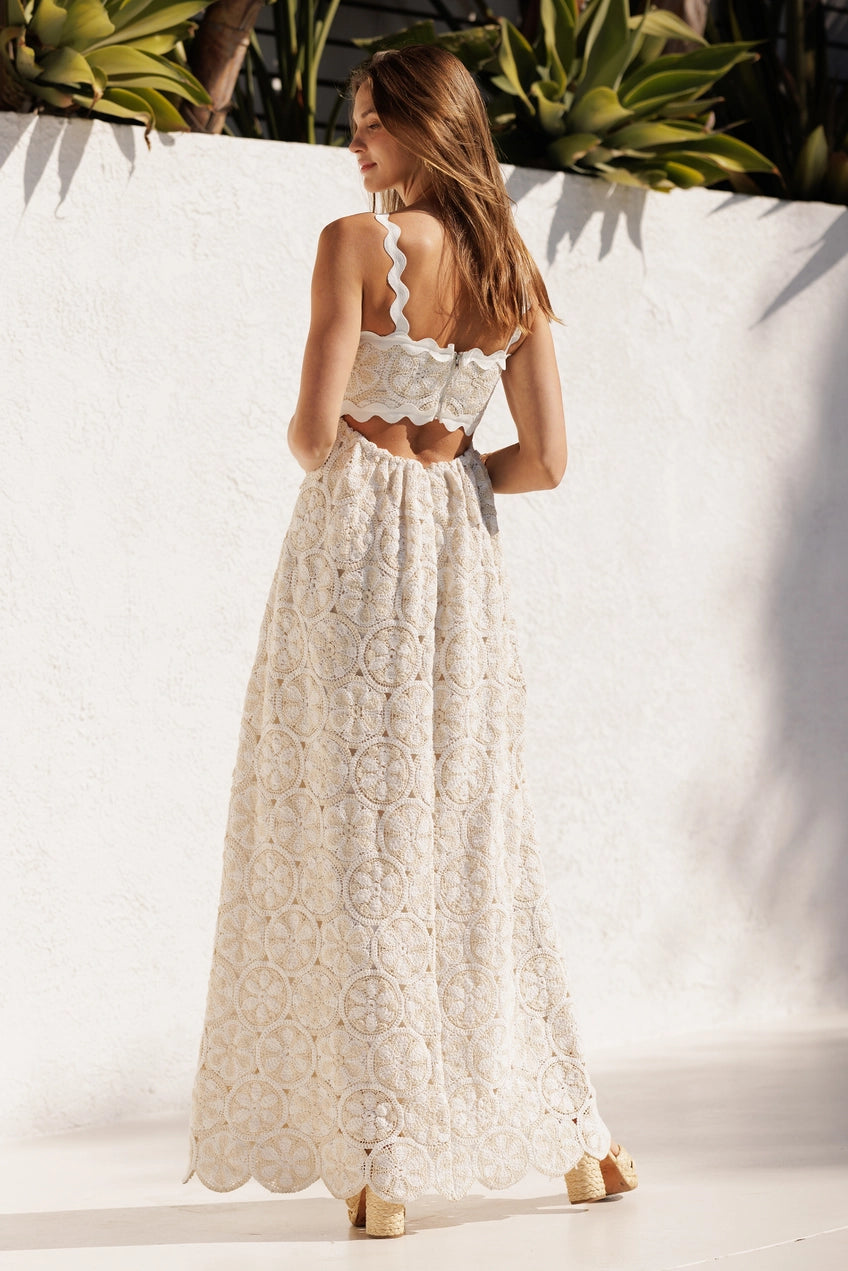 Scallop Tank Crochet Maxi Dress