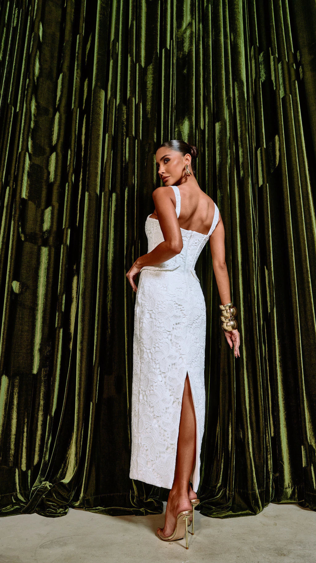 Midi Lace Peplum Dress