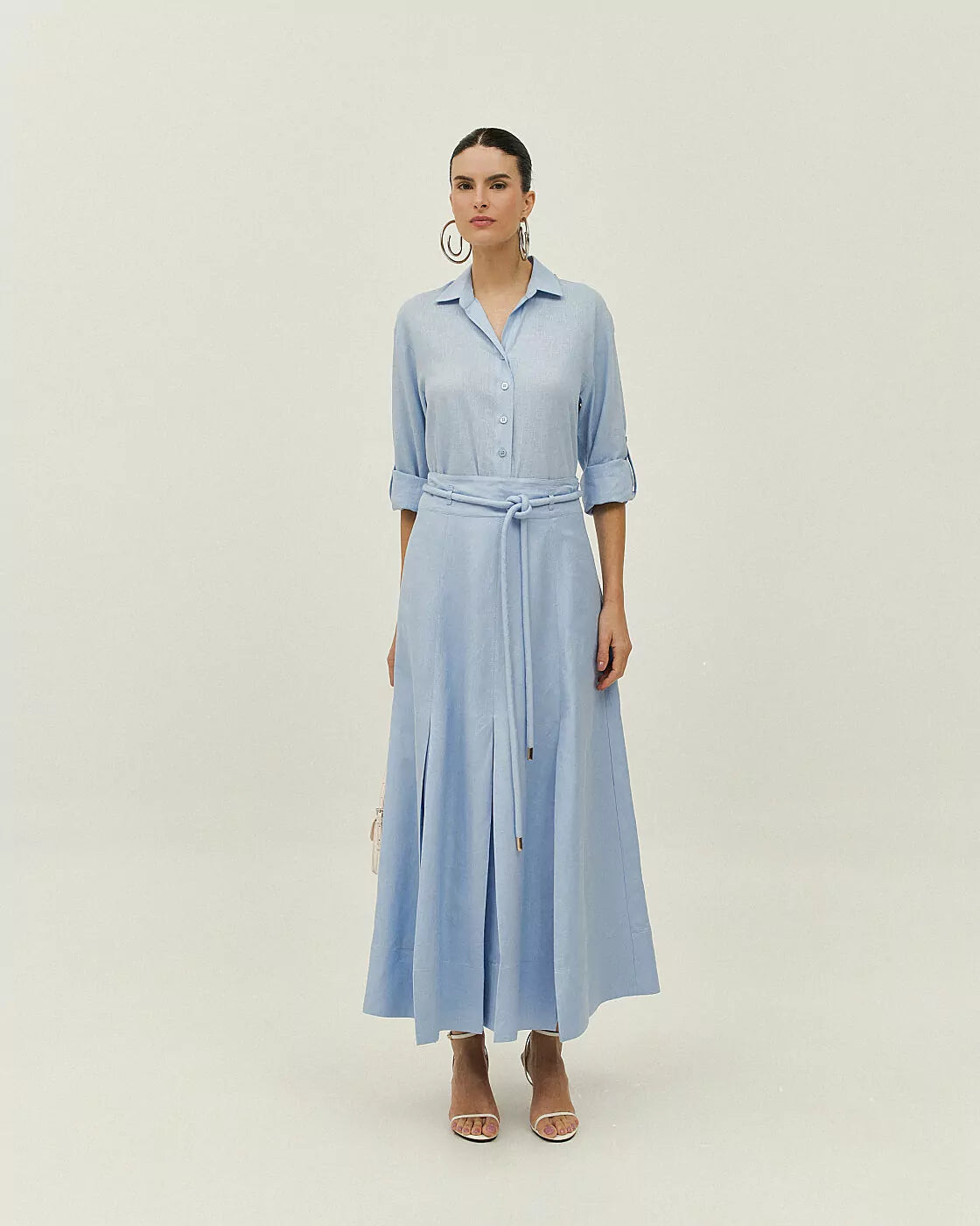 Marcelina Linen Midi Skirt