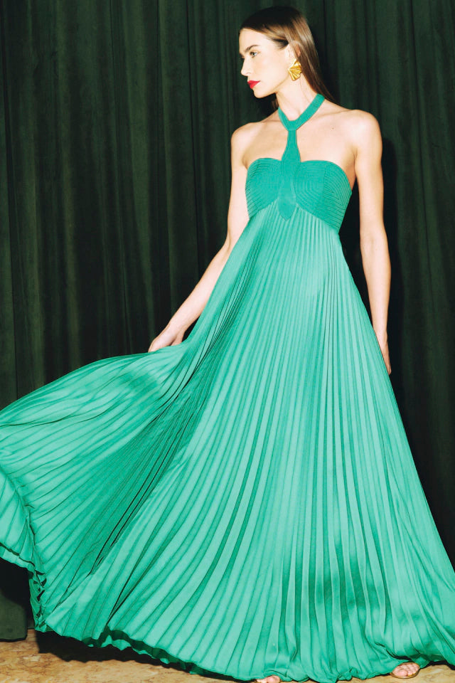 Pleated Chiffon Long Dress