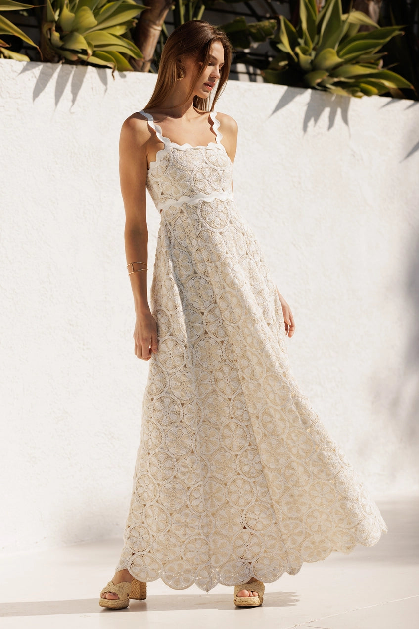 Scallop Tank Crochet Maxi Dress