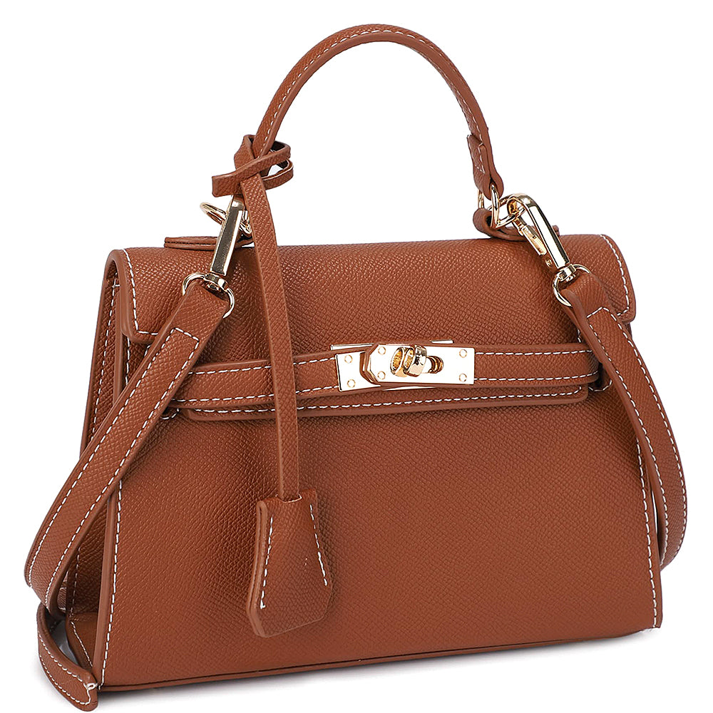 Textured Handle Satchel Bag