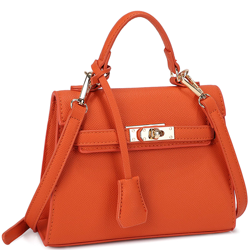 Textured Handle Satchel Bag