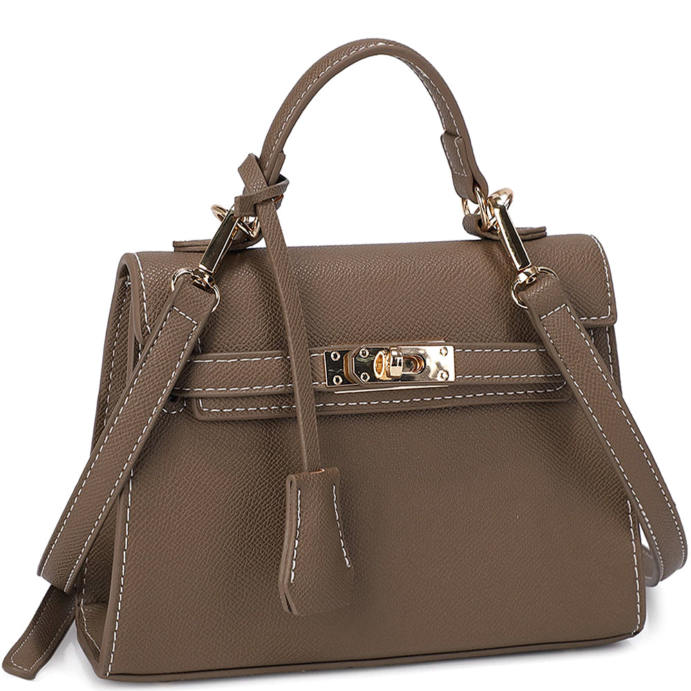 Textured Handle Satchel Bag