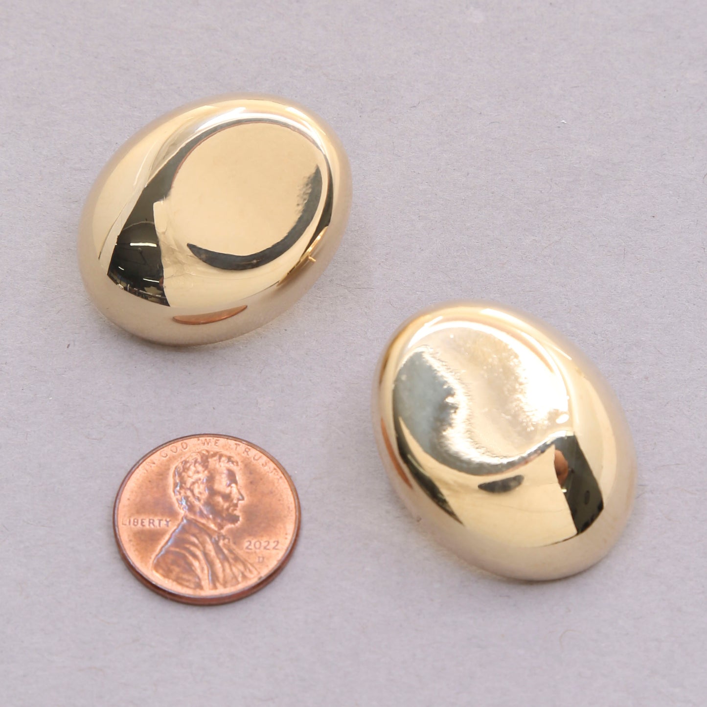 Oval Metal Gold Dipped Earring