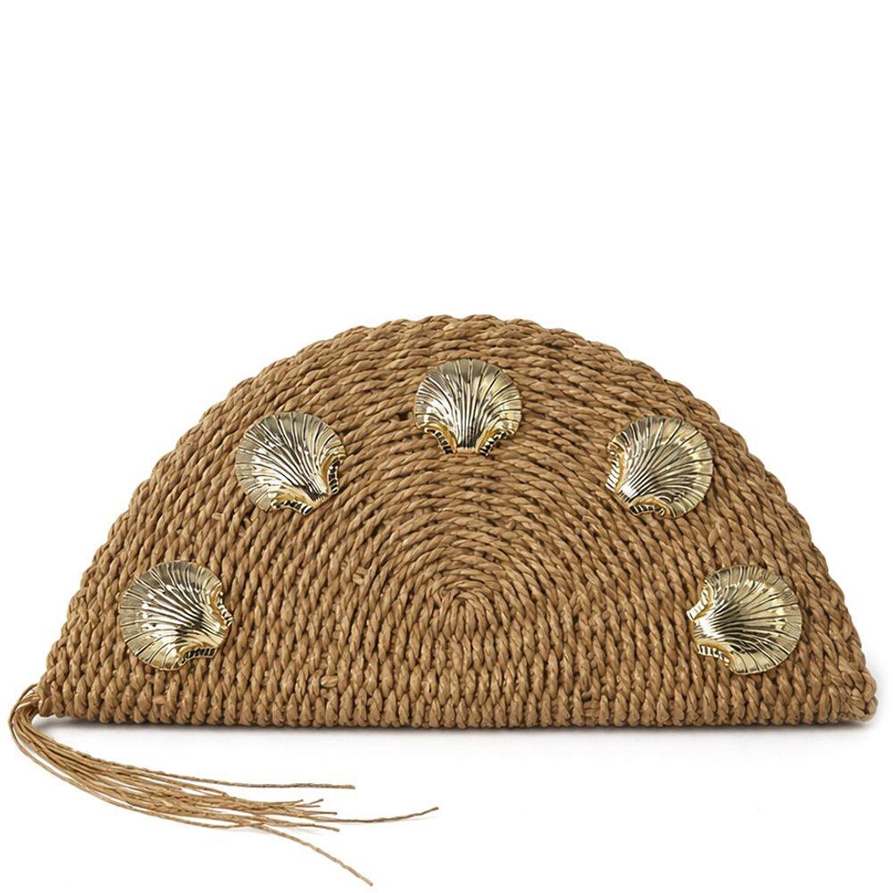 Shell Tassel Half Moon Clutch Bag