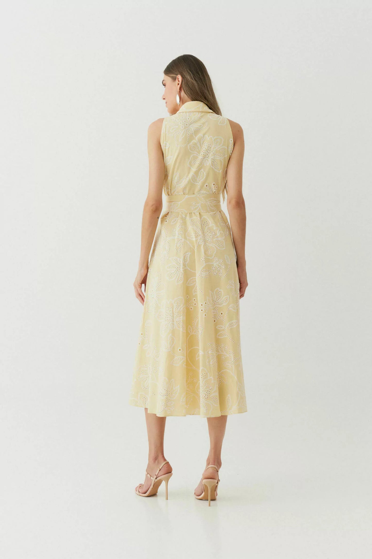 Midi Dress Embroidered Tricoline