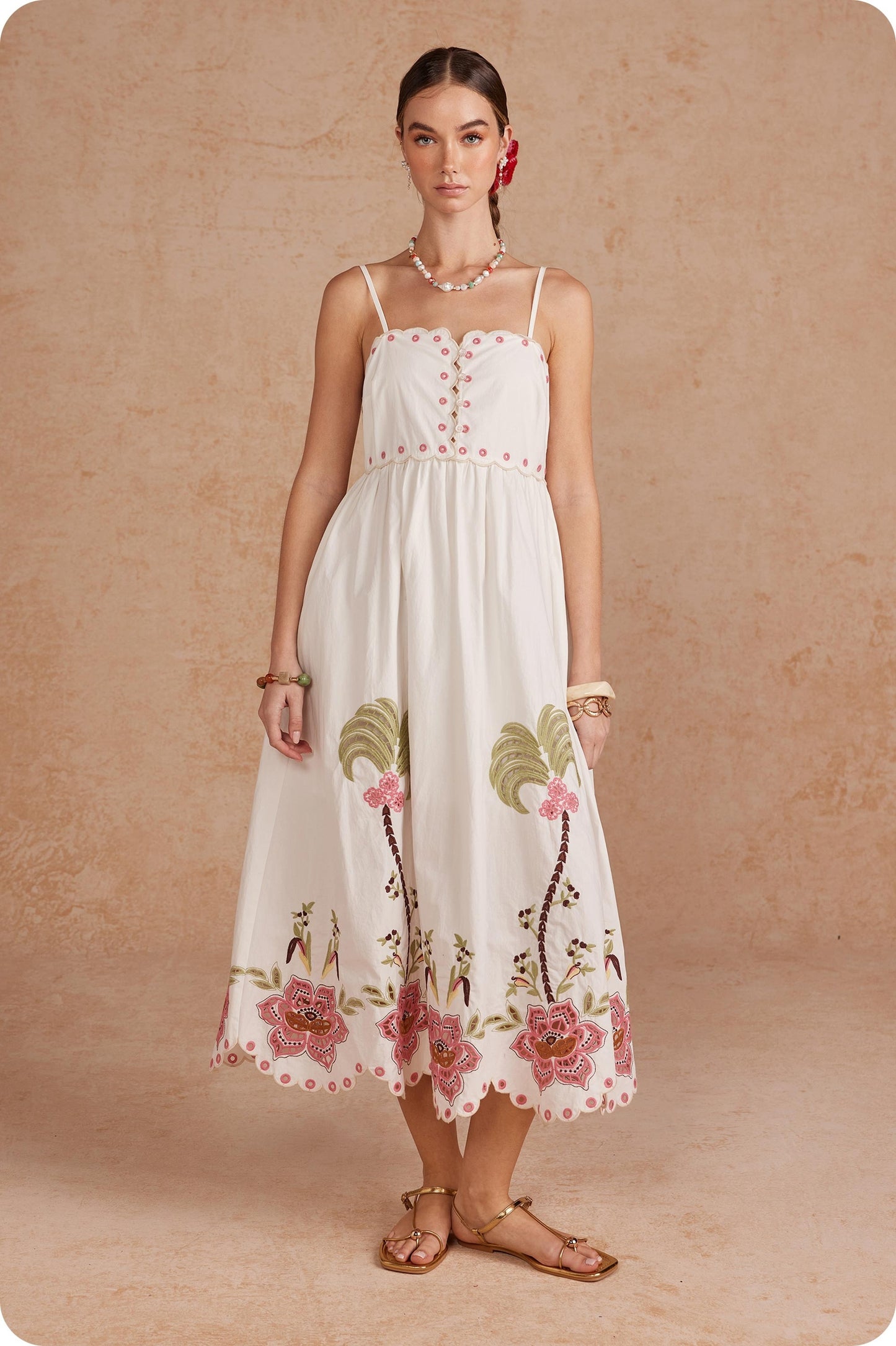 Palm Bloom Midi Dress