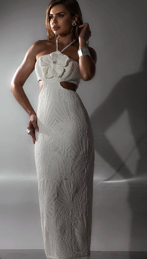 Jaquard Fringe Midi Dress