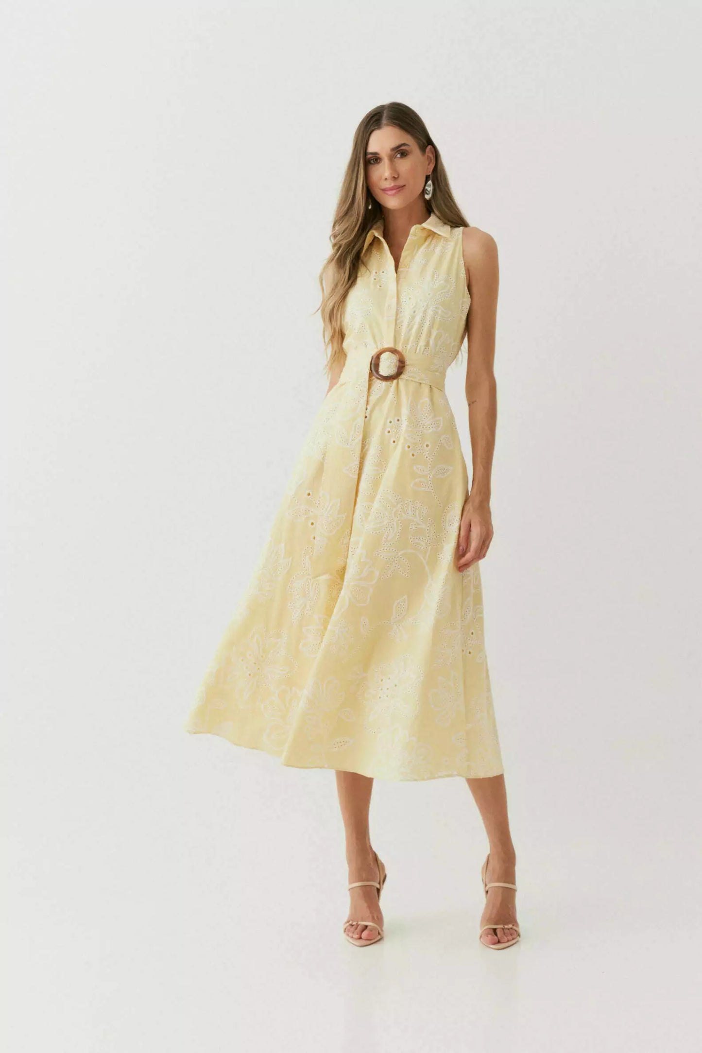 Midi Dress Embroidered Tricoline