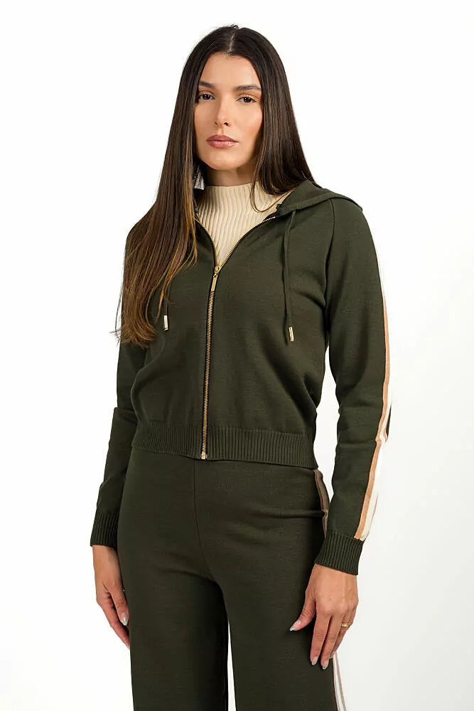 Zip Up Sweater Pant Set