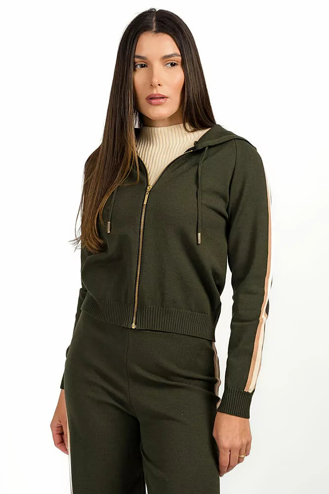 Zip Up Sweater Pant Set