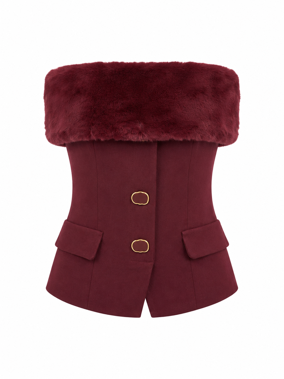 Faux Fur Trim Corset Top