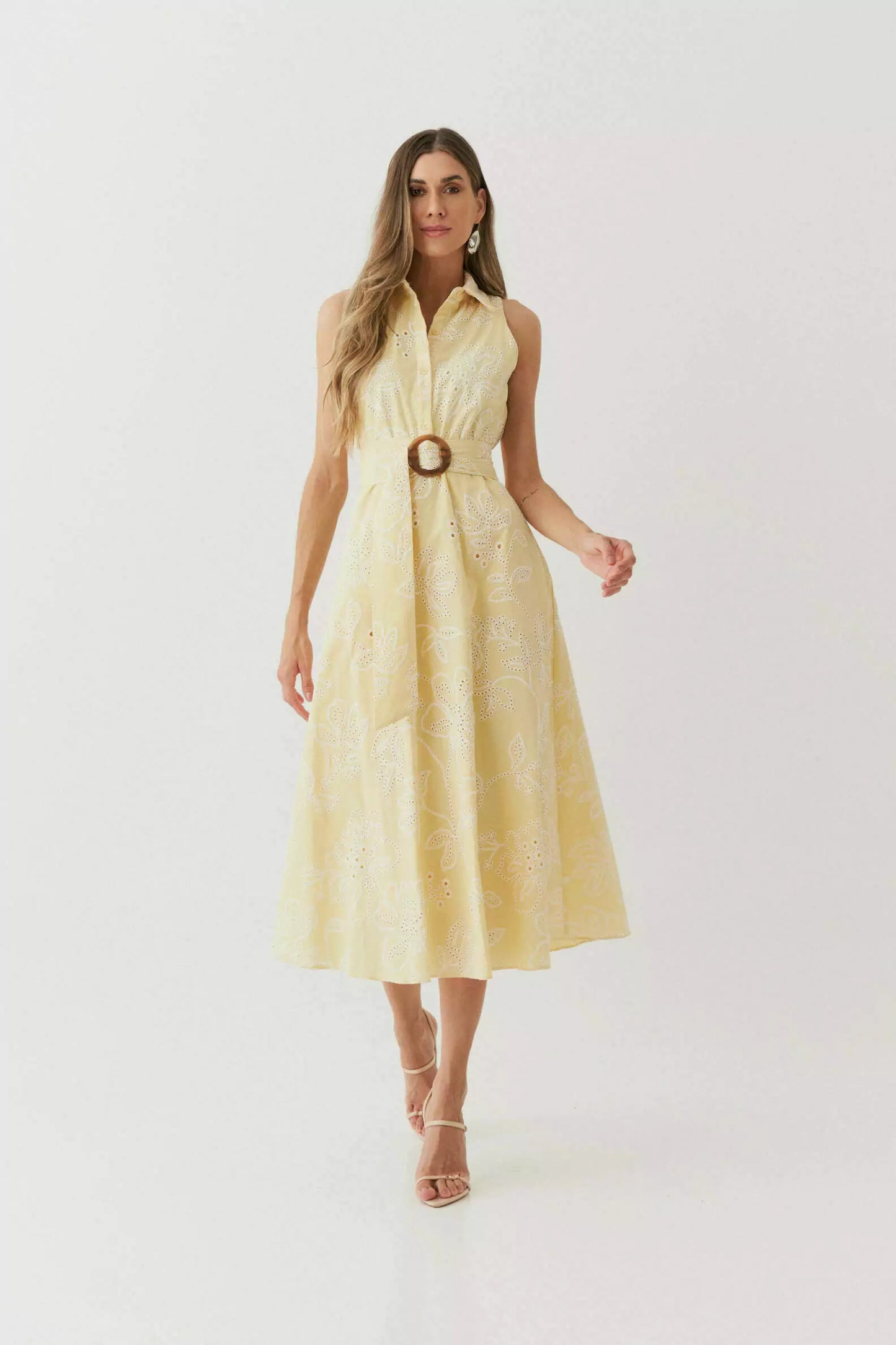 Midi Dress Embroidered Tricoline