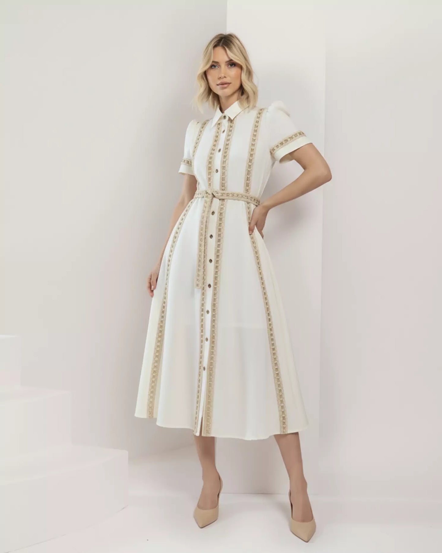 Lace and Macramé Midi Dress