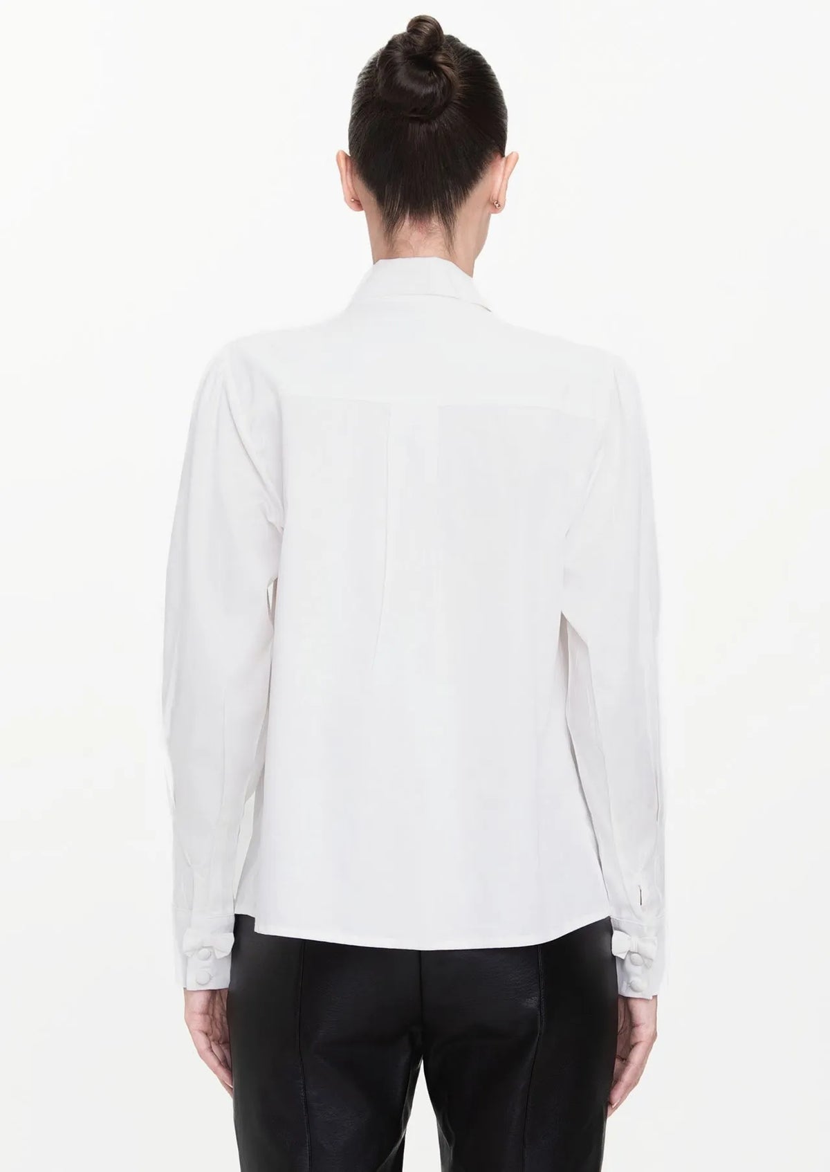 Martina Bow Detail Puff Sleeve Cotton Shirt