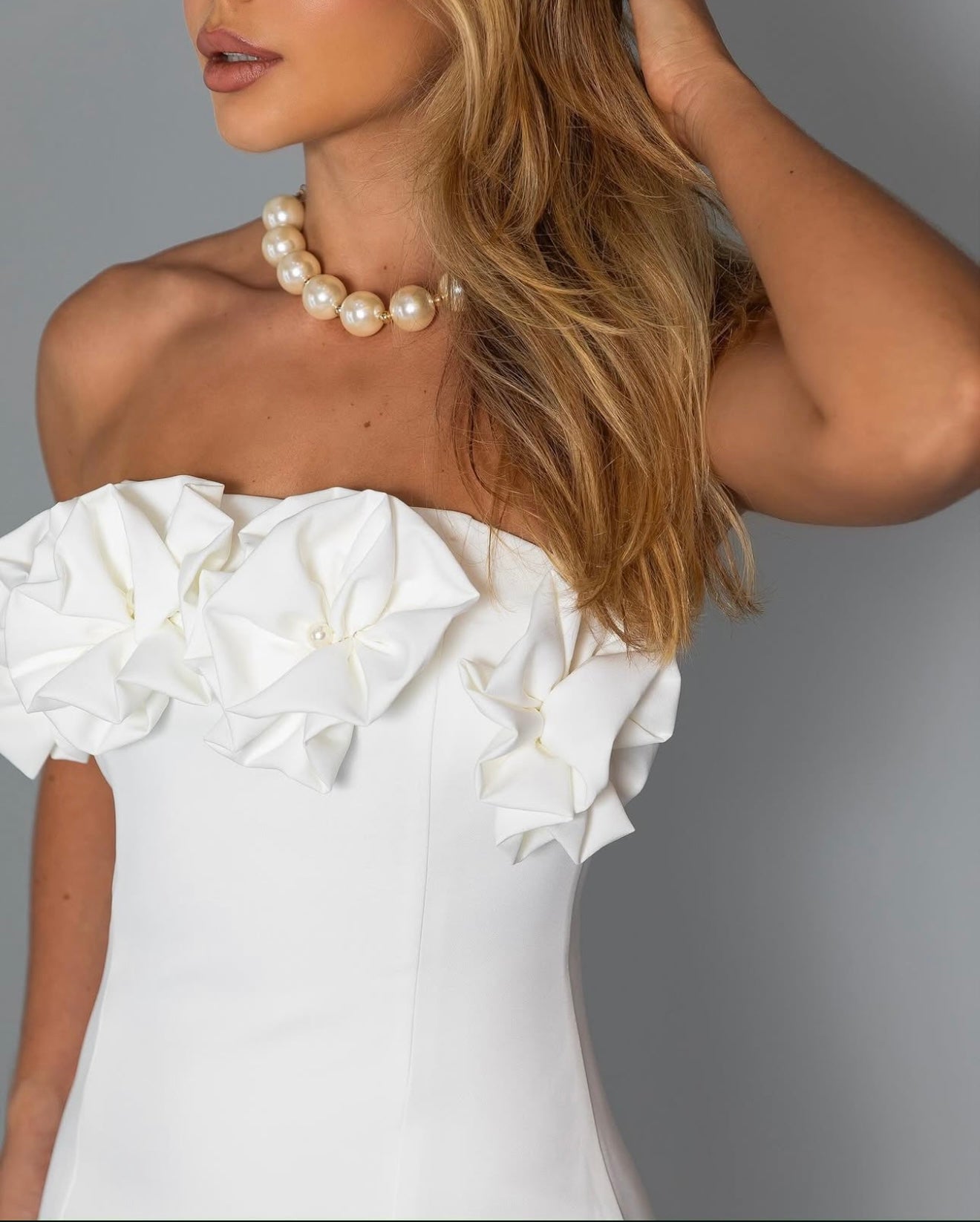 Strapless Short Dress with Flowers