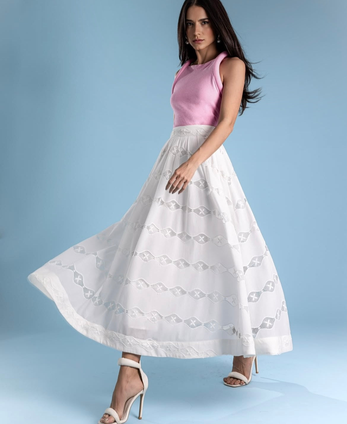 Embroidered Midi Skirt
