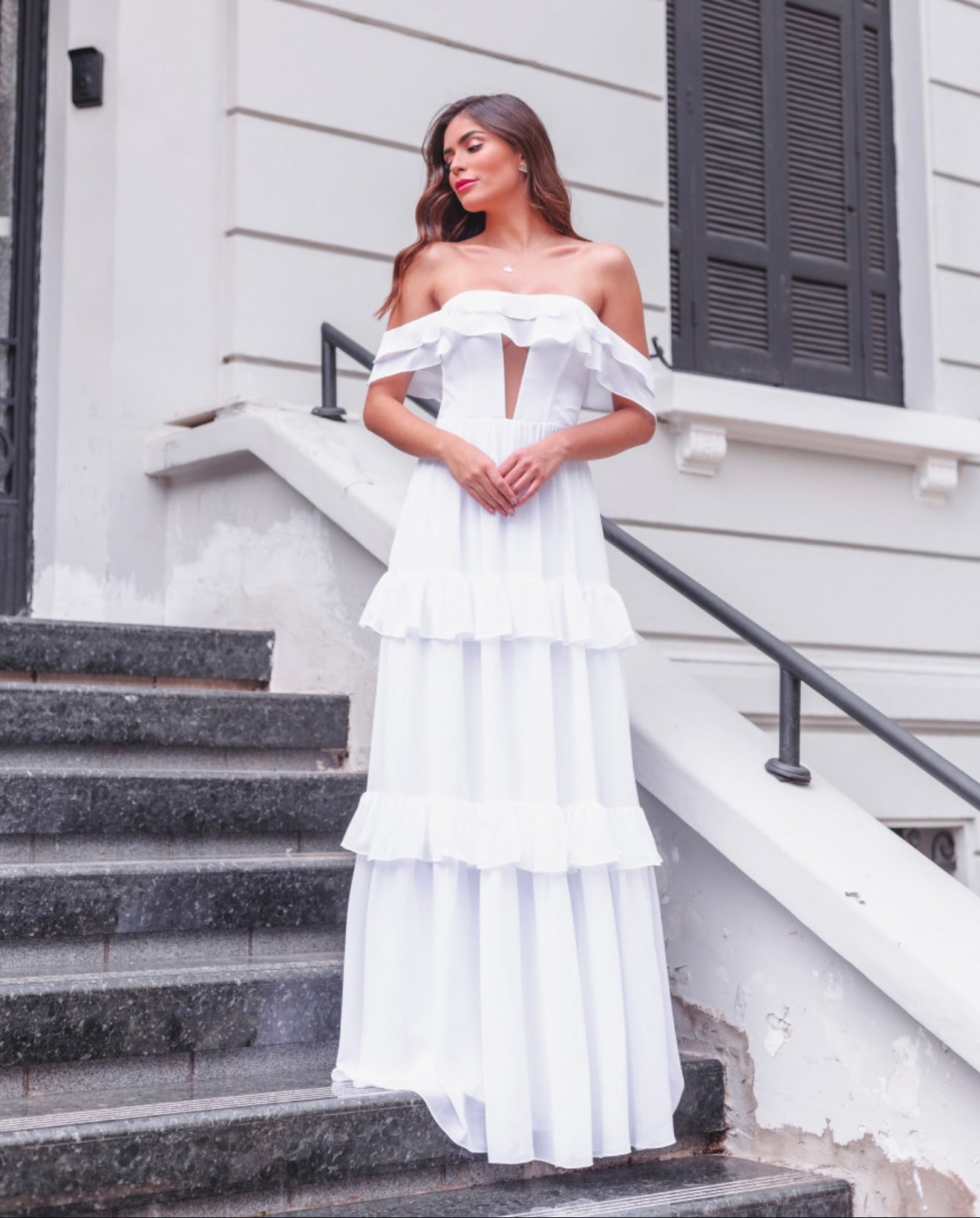Chiffon Ruffles Long Dress
