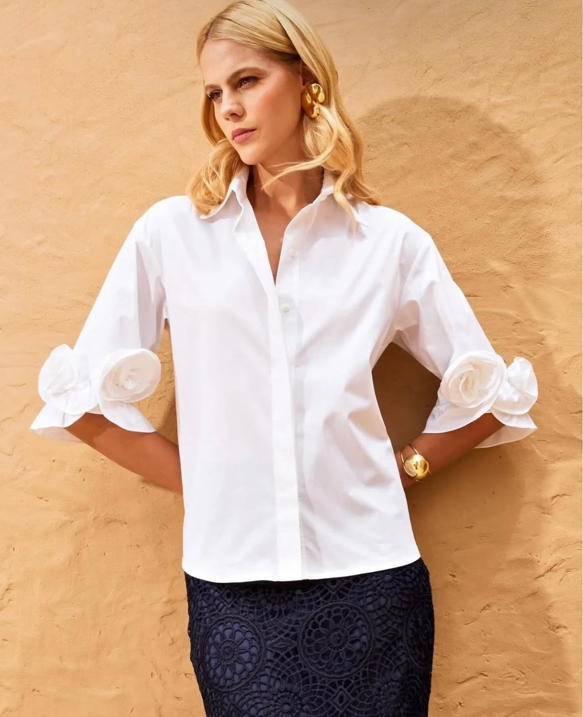 Tricoline Flower Blouse