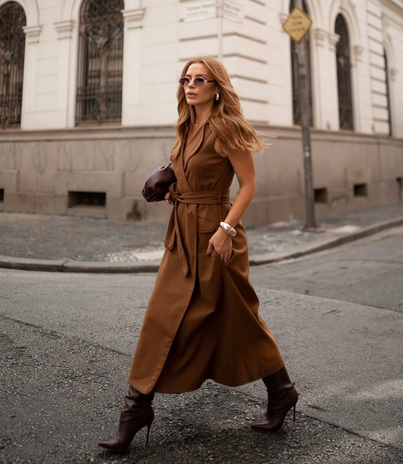 Sleeveless Trench Midi Dress