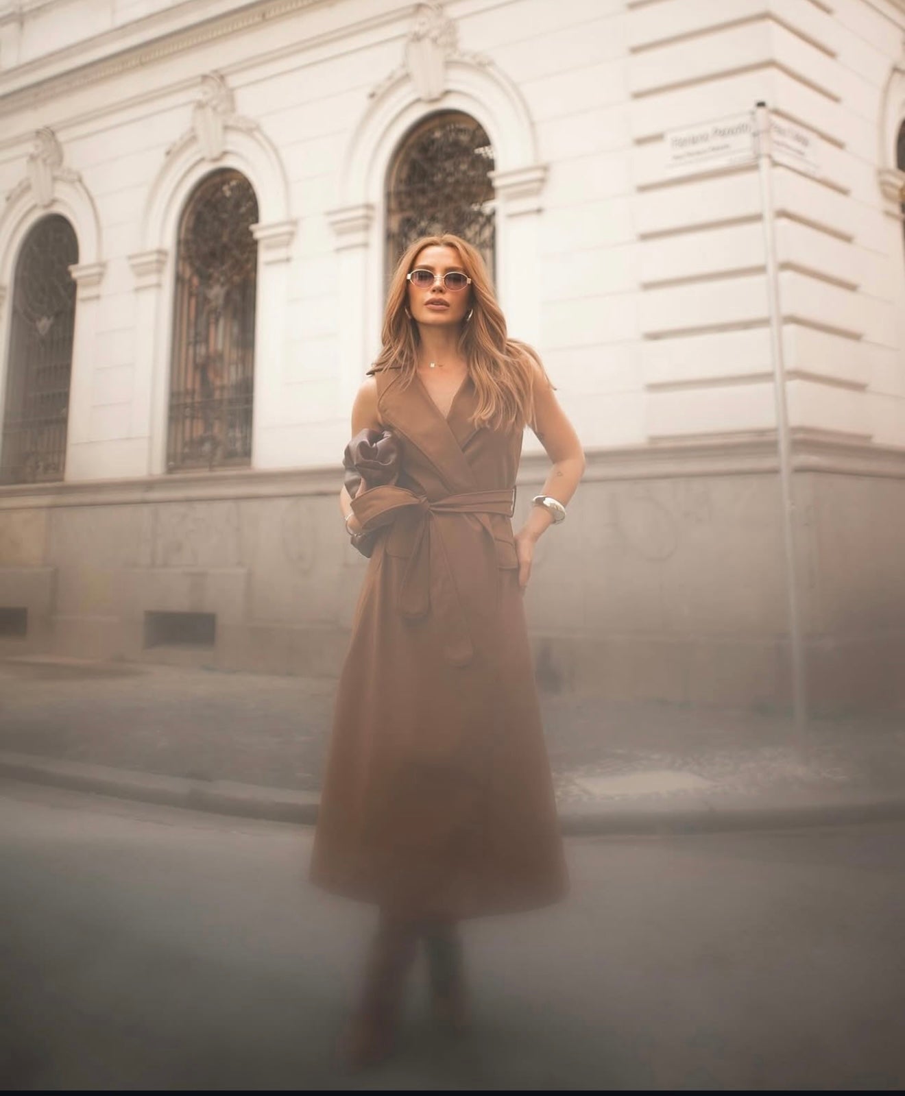Sleeveless Trench Midi Dress