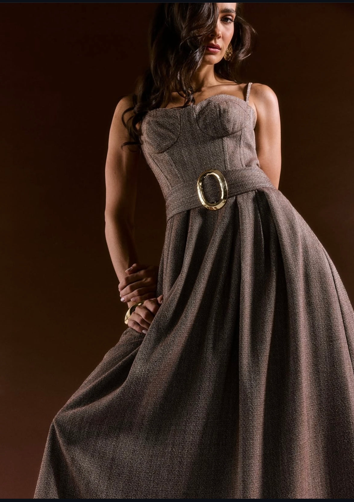 Tweed Midi Dress w/ Belt