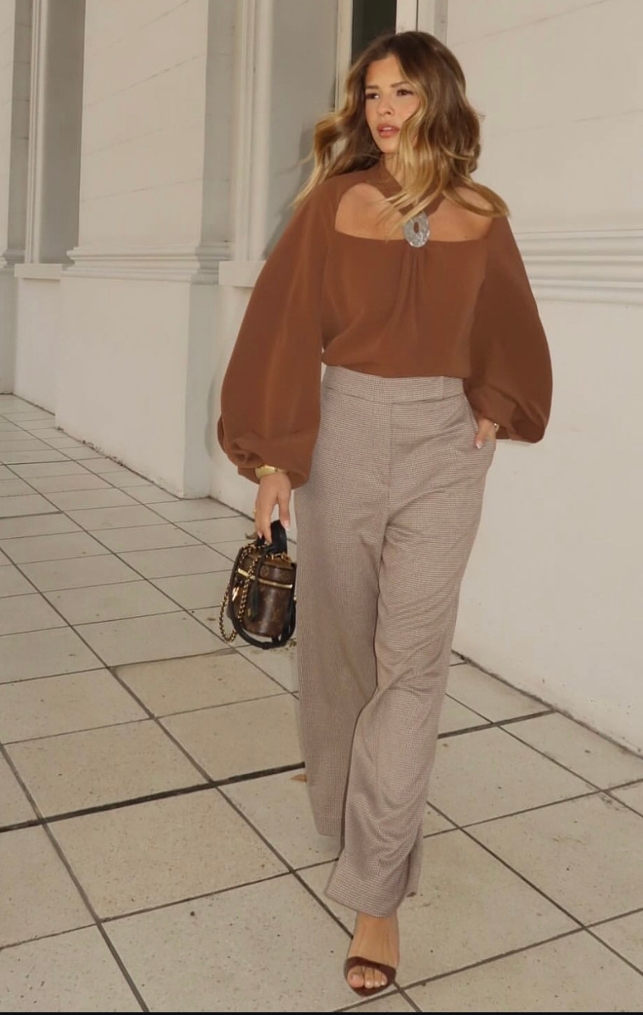 Crepe Blouse with Metal Neck Detail