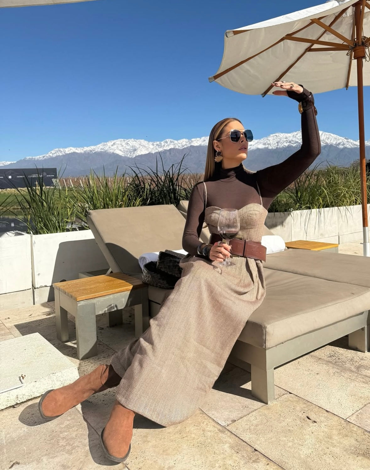 Tweed Midi Dress w/ Belt