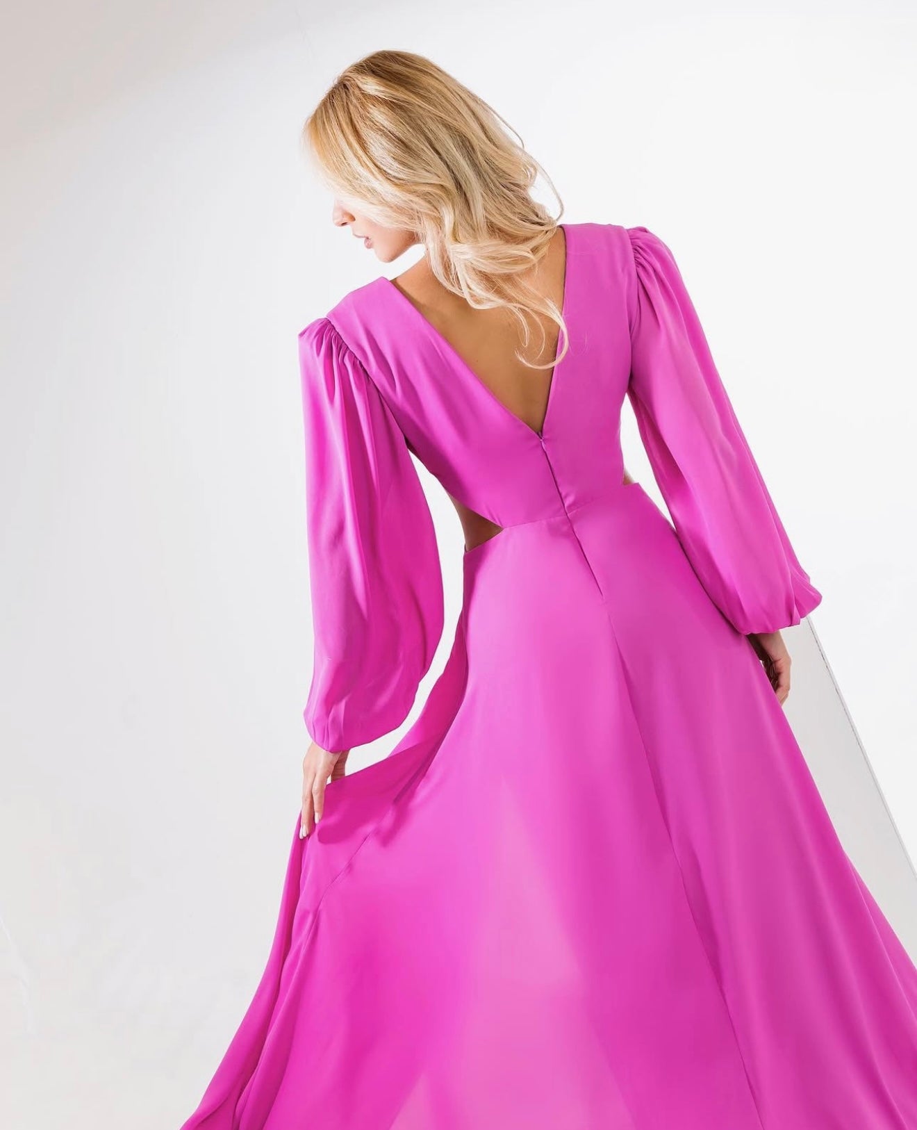 Fuchsia Maxi Dress with Plunging