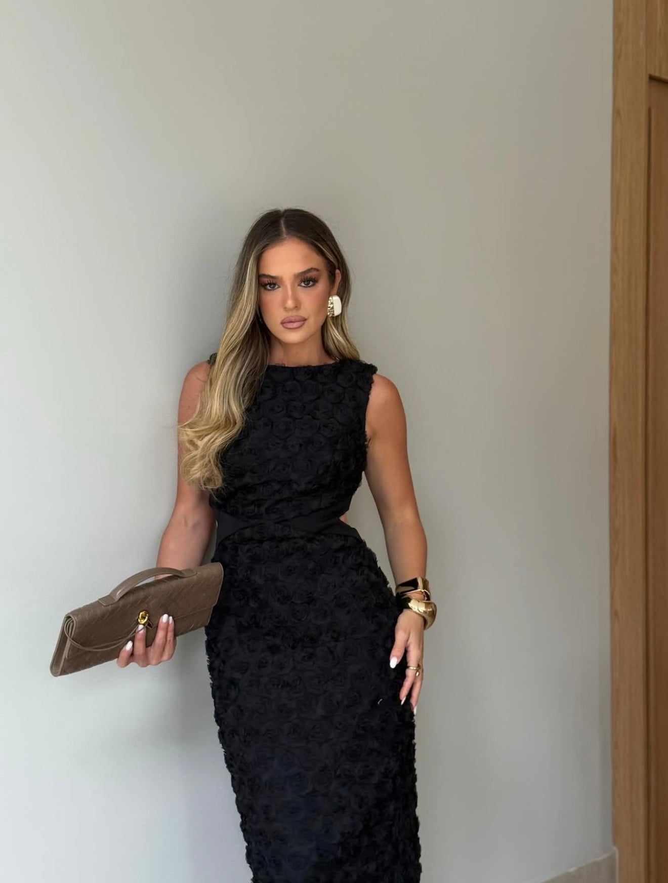 Midi Dress with Bow and Side Slit
