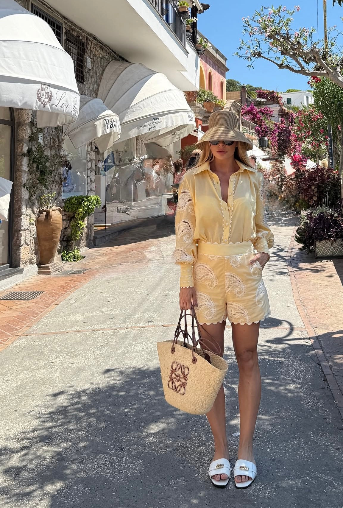 Embroidered Laise Shirt and Shorts Set