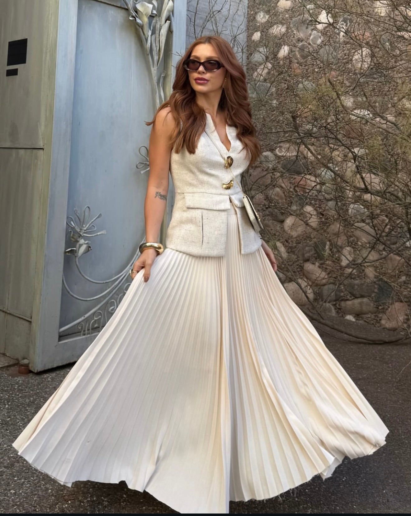 High-Waist Pleated Maxi Skirt