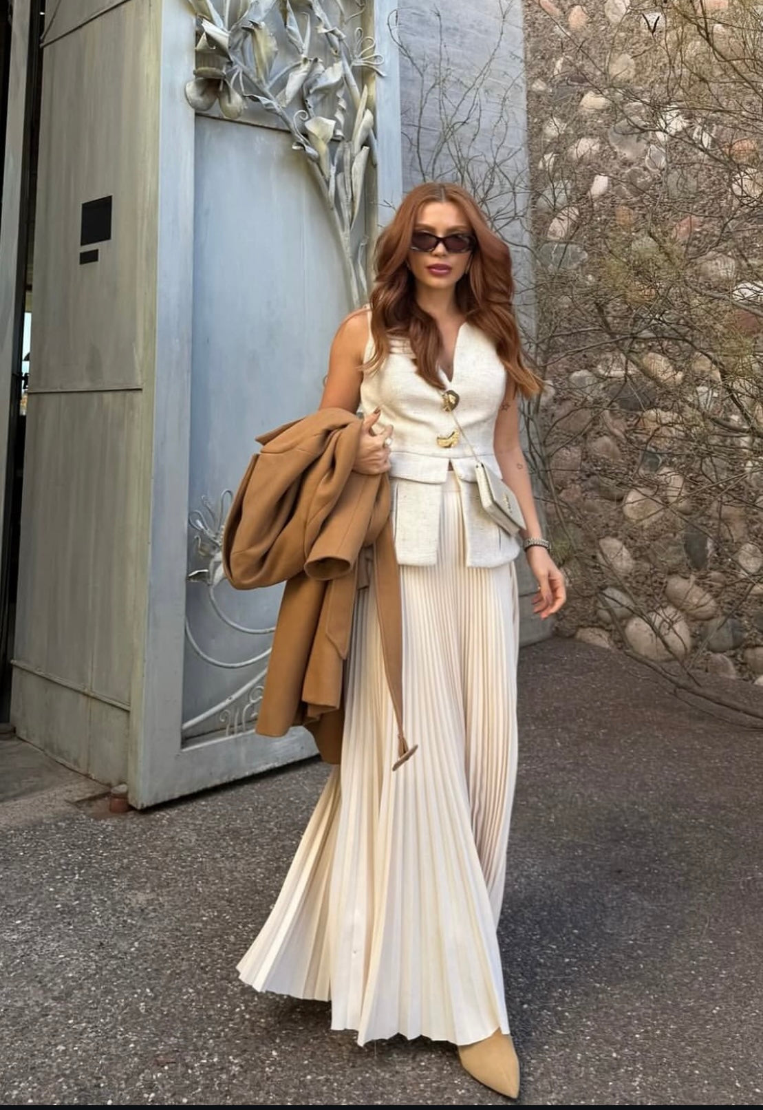 High-Waist Pleated Maxi Skirt