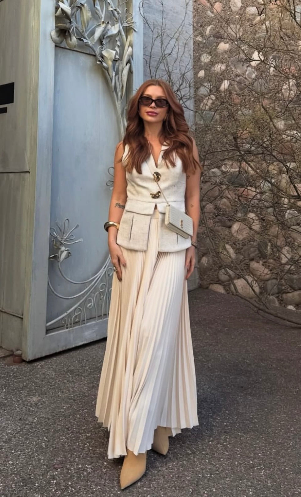 High-Waist Pleated Maxi Skirt