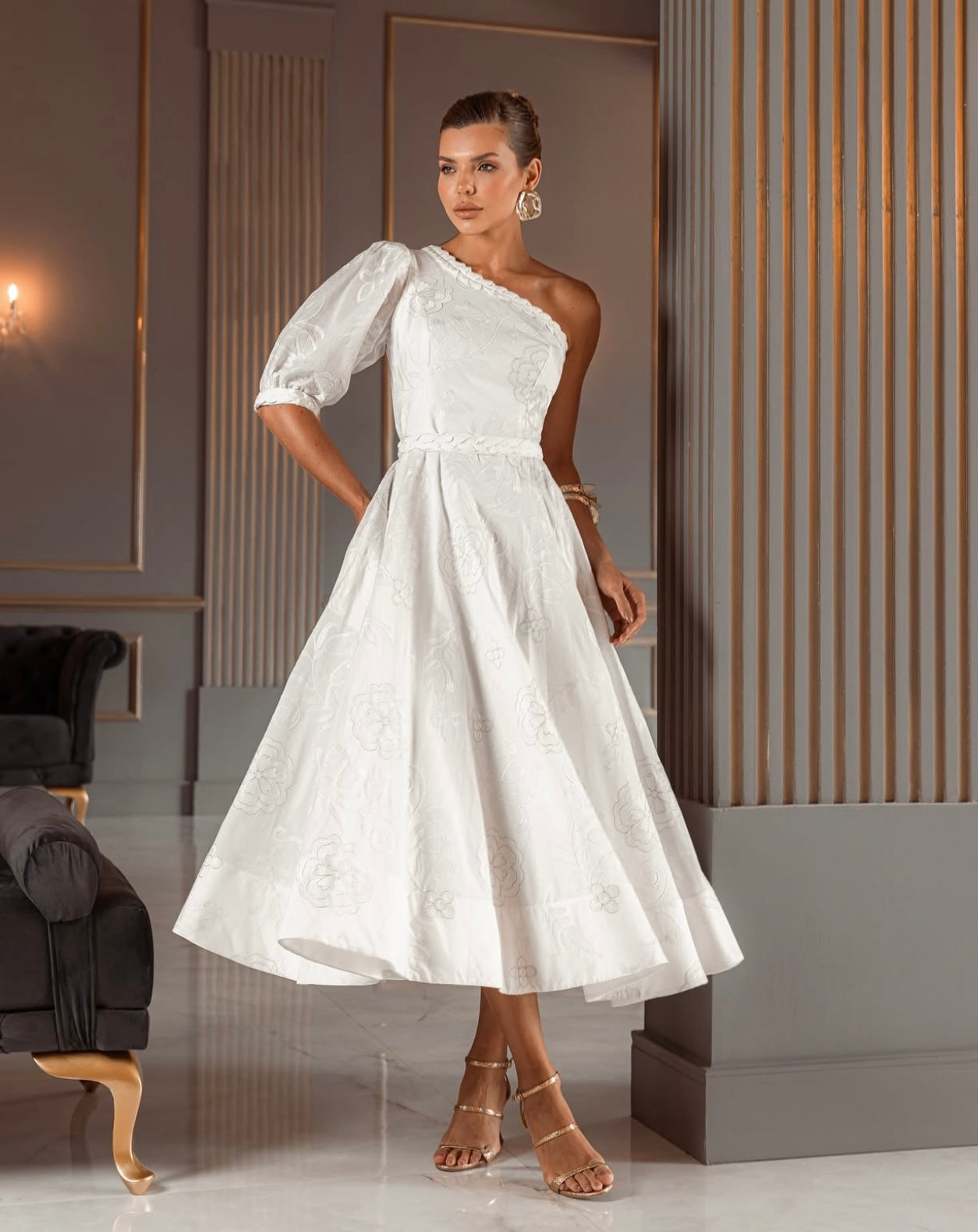 Off Shoulder Embroidery Dress
