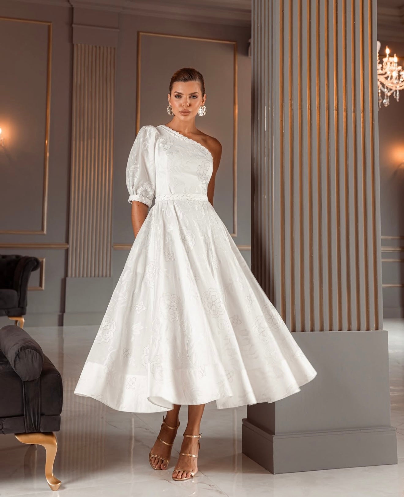Off Shoulder Embroidery Dress