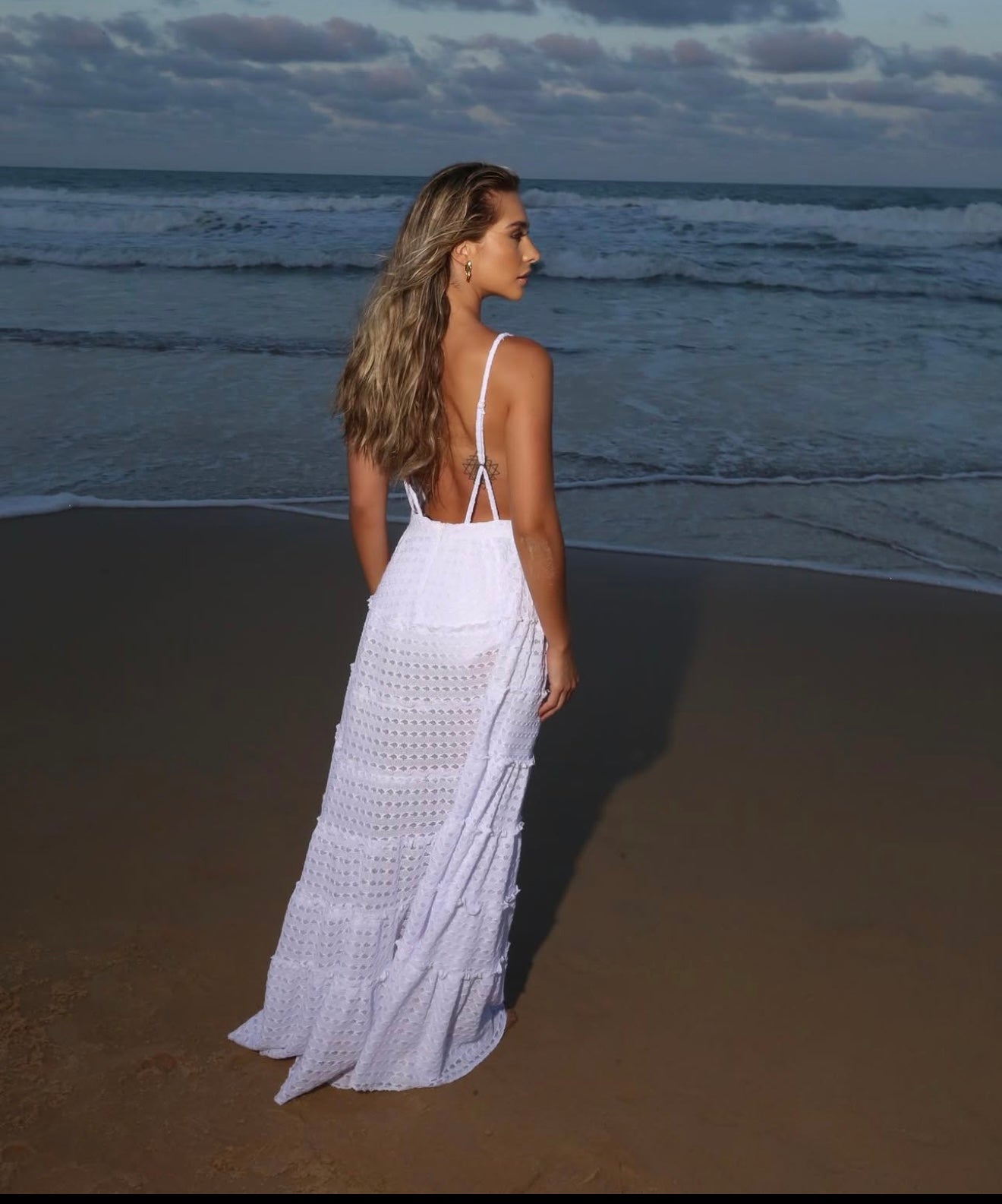 V-cut Open Back Long Dress