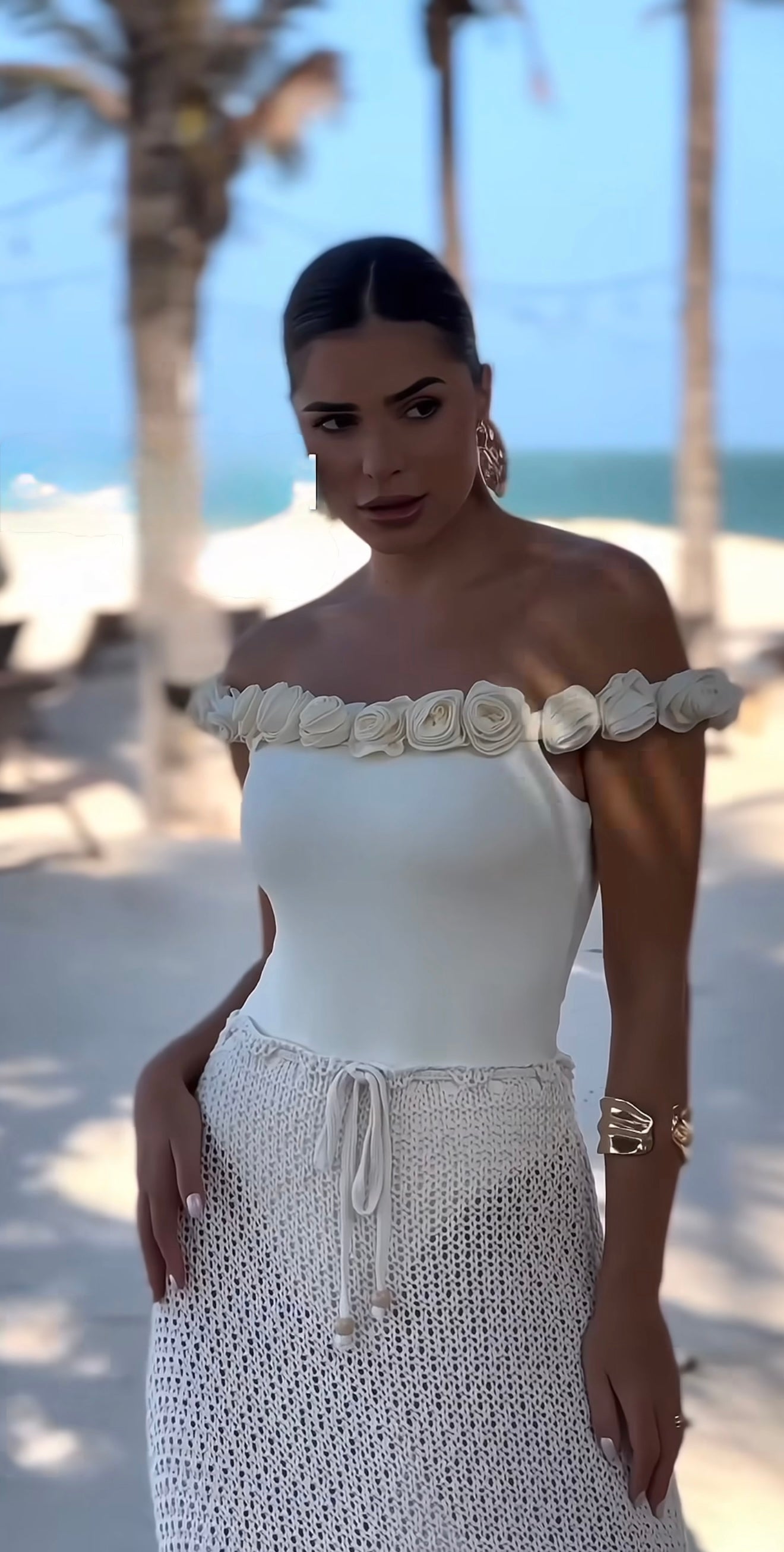 Off-Shoulder Body with Flowers