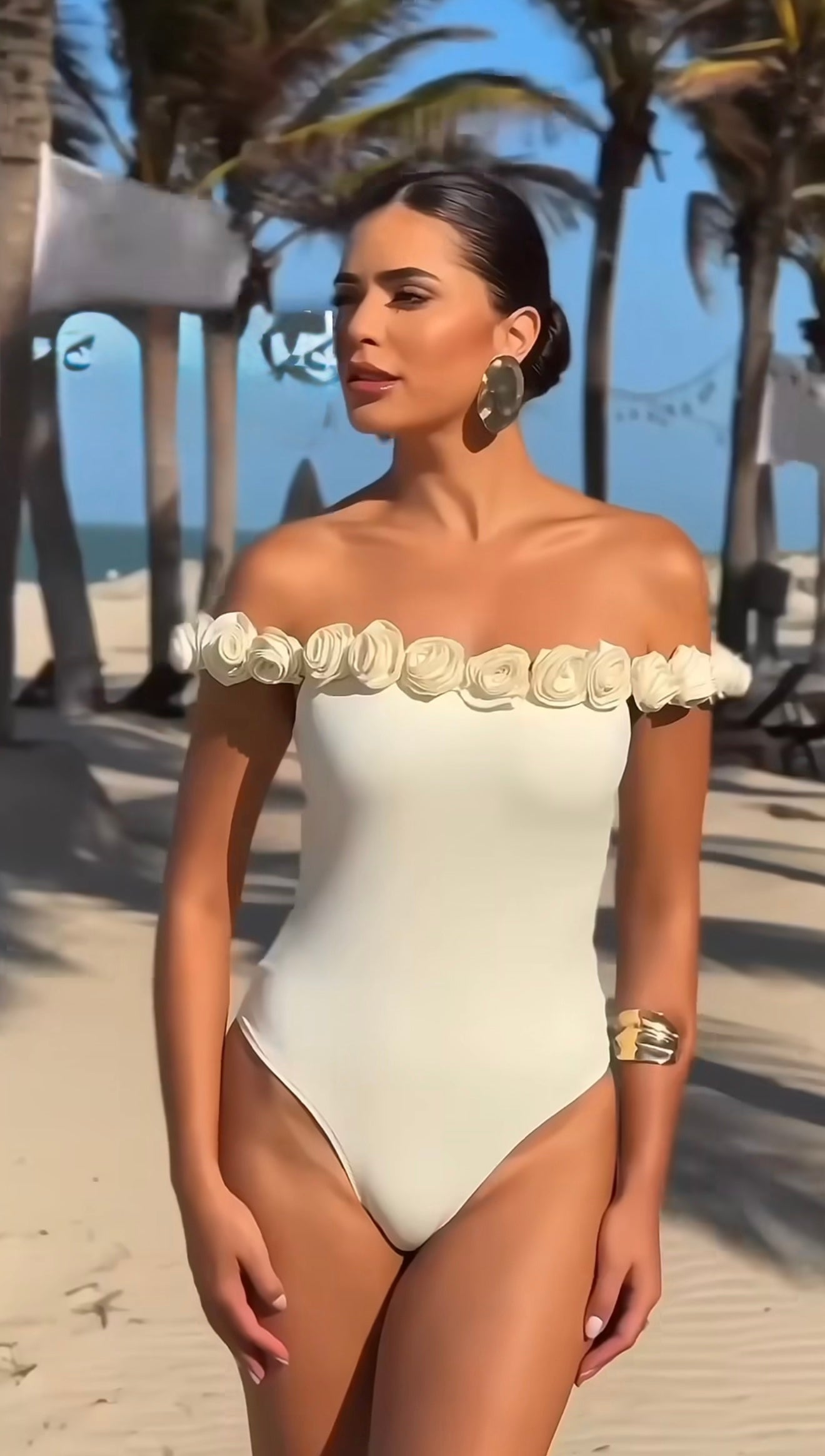 Off-Shoulder Body with Flowers