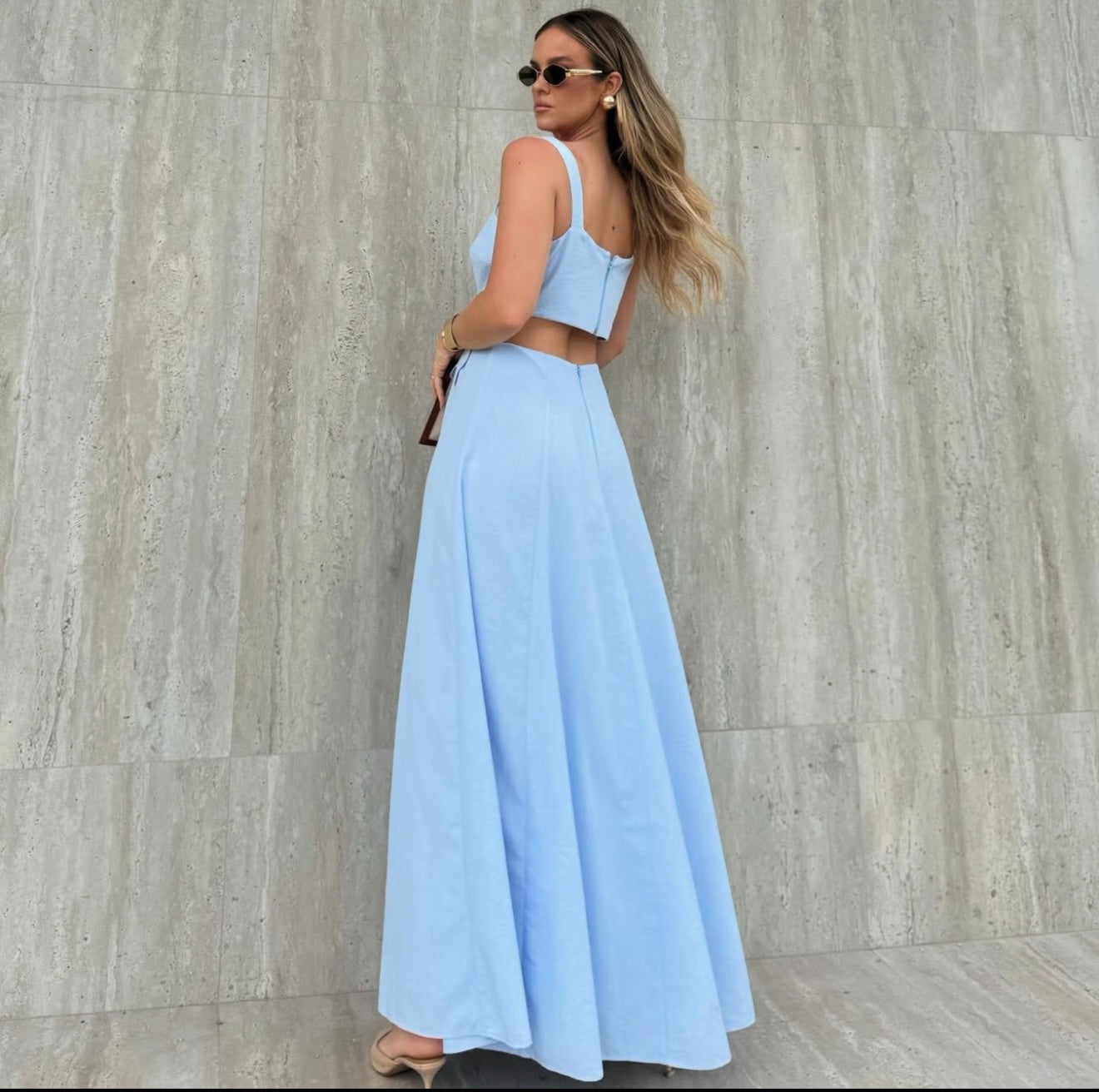 Hollow Waist Long Dress