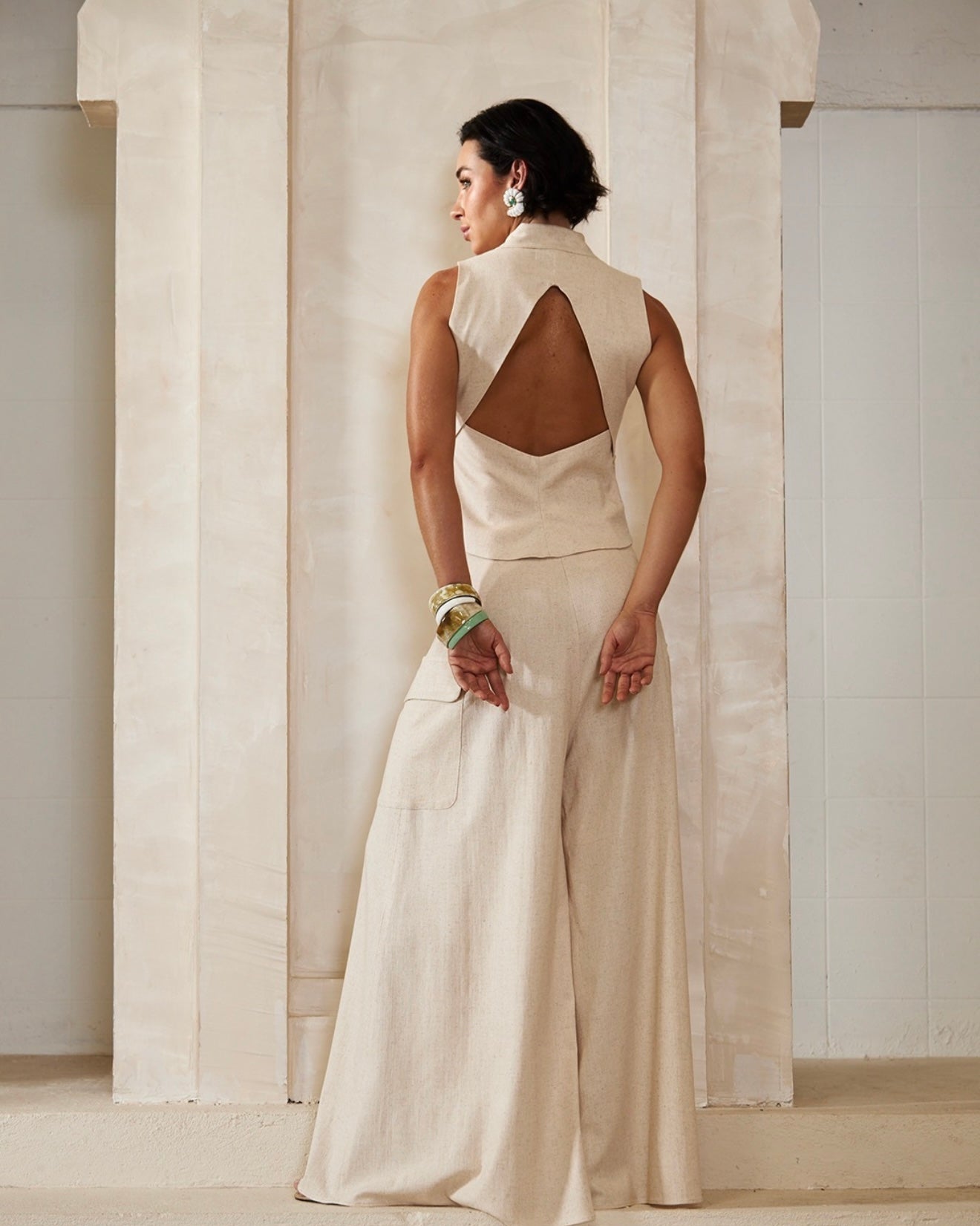 Back Open Pant/Vest Set