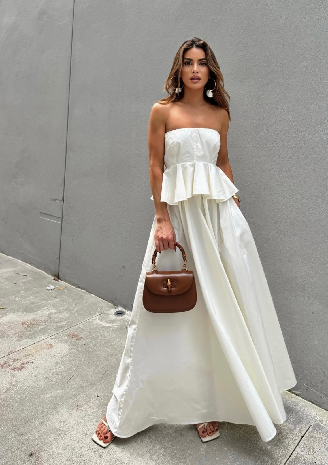 High-Waisted Tricoline Maxi Skirt