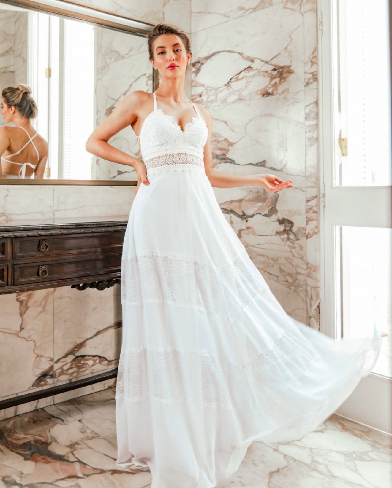 Adjustable Strap Long Dress
