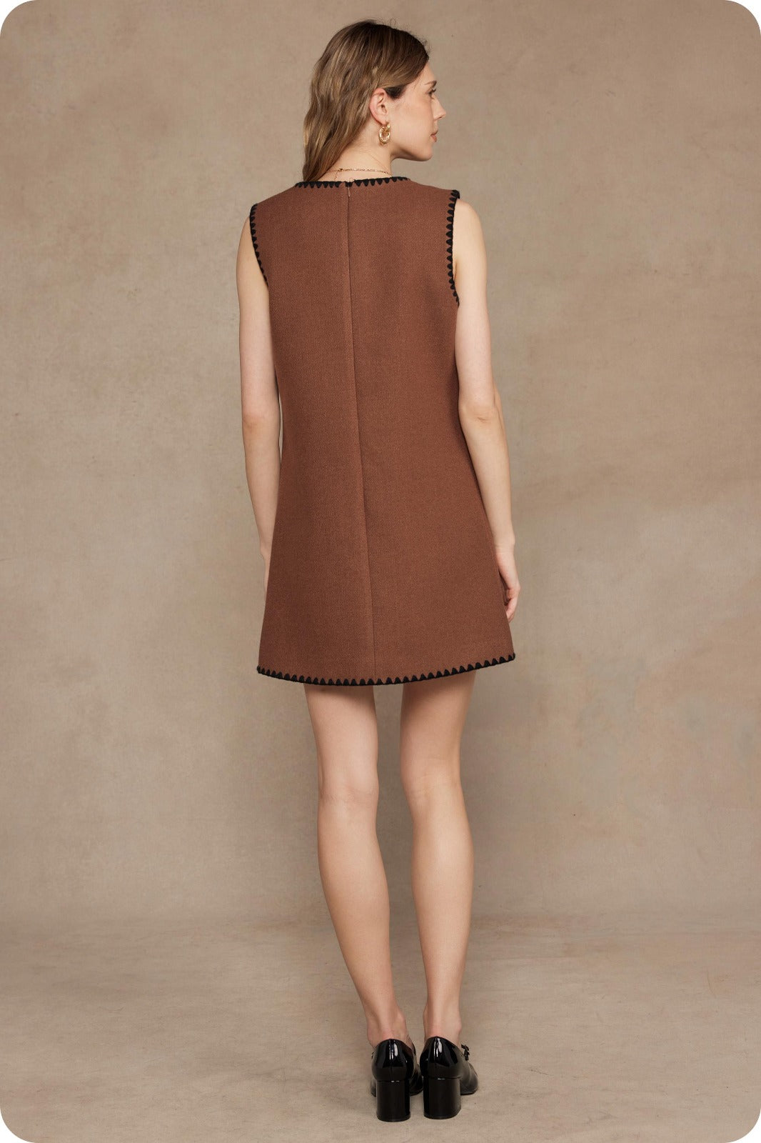 Contrast Embroidery Mini Dress