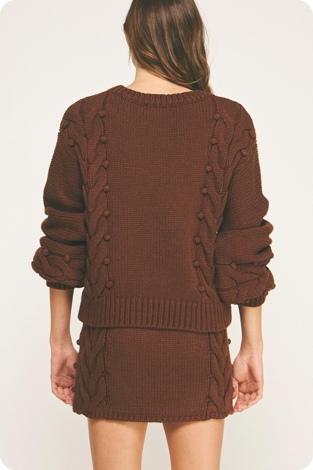 Pom-Pom Cable Knit Sweater