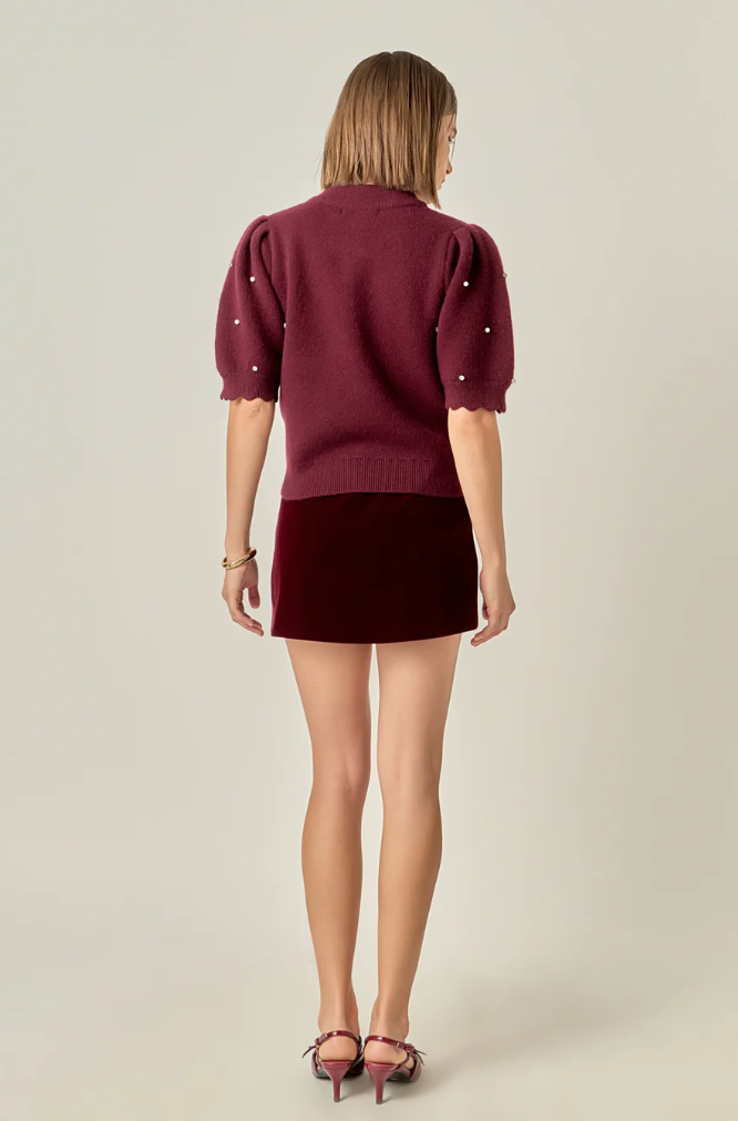 Scalloped Puff Sleeve Knit