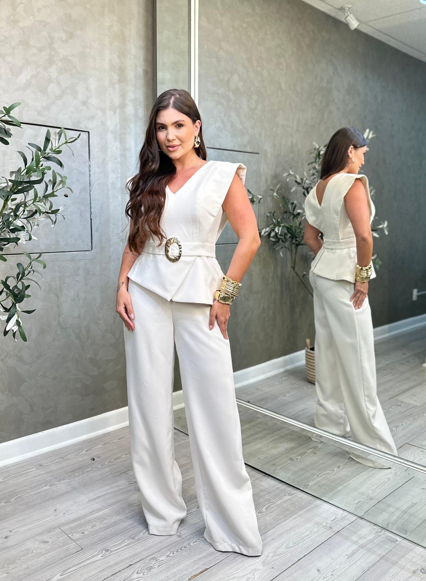 Structured Jumpsuit with Asymmetrical