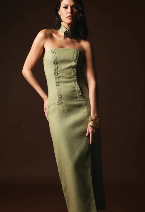 Tube Top Button Dress