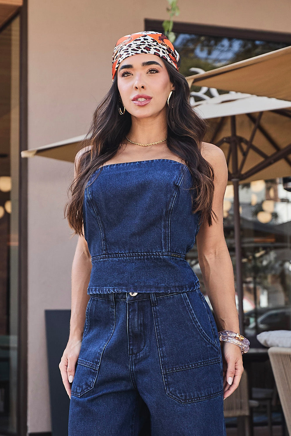 Strapless Jeans Cropped and Back Zipper